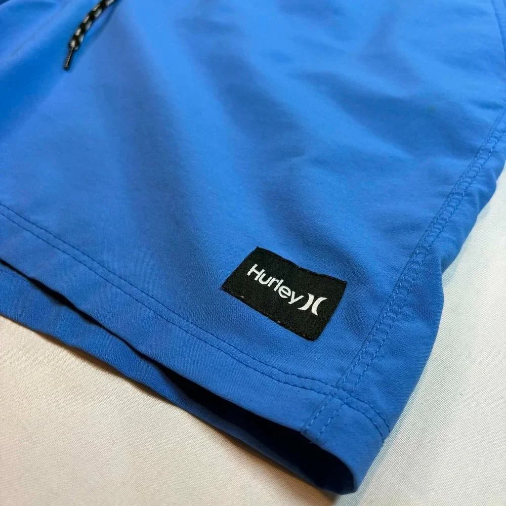 Hurley Mens Small S Blue Elastic Waist Swim Trunks Board Shorts Pocket Beach